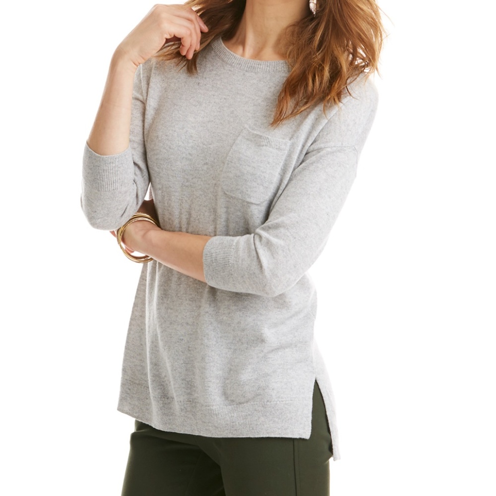 Vineyard Vines 3/4 sleeve Cashmere Tee light gray